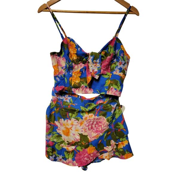 NWT Tropical Crop Top & Skort Set Floral Vacation Resort‎ Cruise Summer Size M - Picture 1 of 12